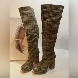 NWOT Jessica Simpson -Daniyah Women's knee high  Boots - houndstooth